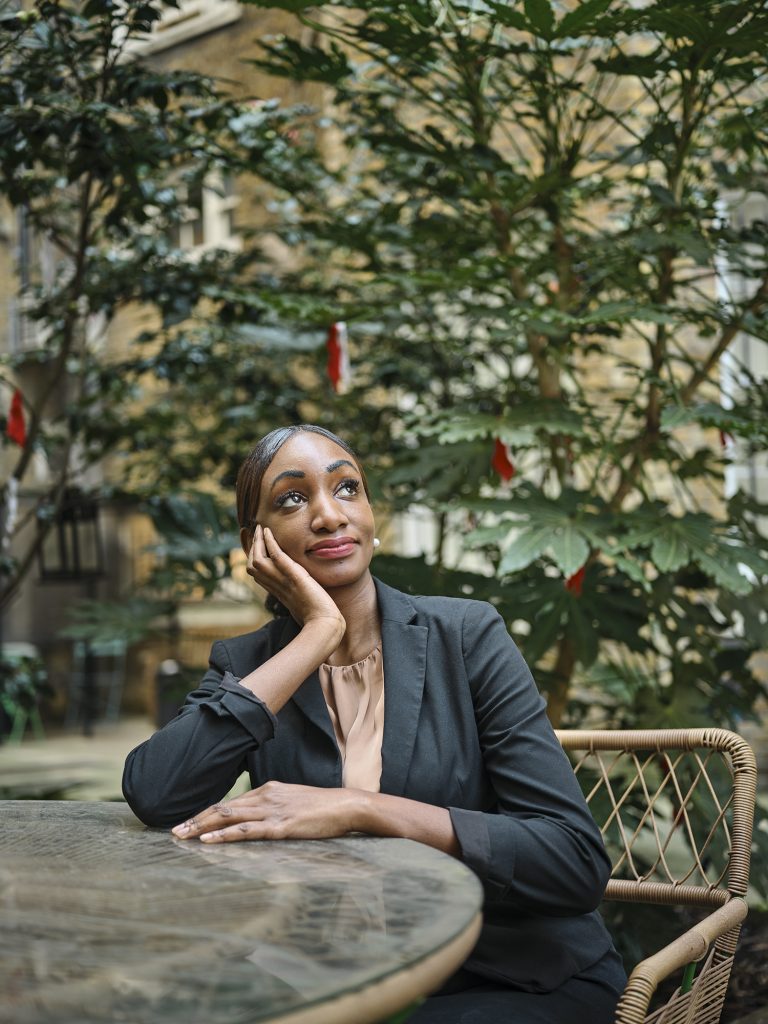 Ruhamah Sonson by Orlando Gili in the Marylebone Project courtyard for the Marylebone Journal