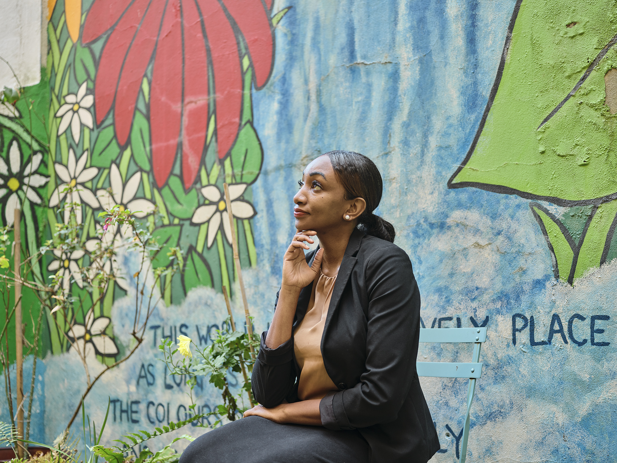 Ruhamah Sonson by Orlando Gili in the Marylebone Project courtyard for the Marylebone Journal